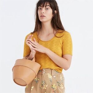 Madewell Willford Sweater Tee,  Pointelle Short Sleeve Knit Top EUC!